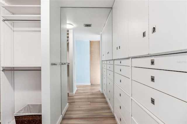 walk in closet featuring light hardwood / wood-style floors