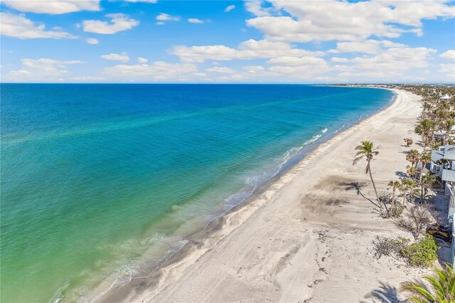 property view of water featuring a view of the beach