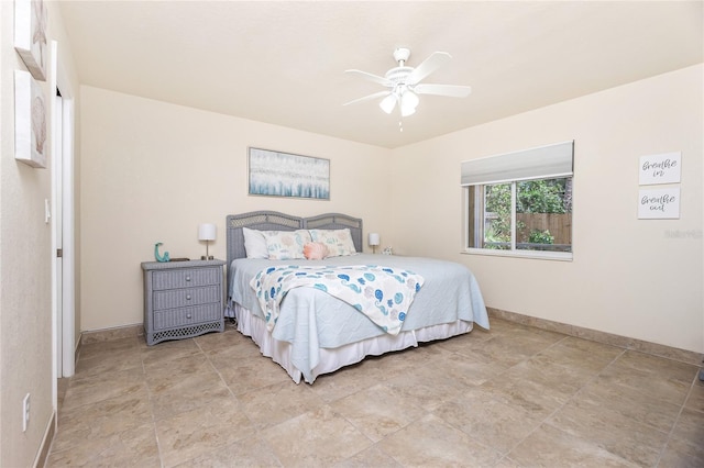 bedroom featuring ceiling fan