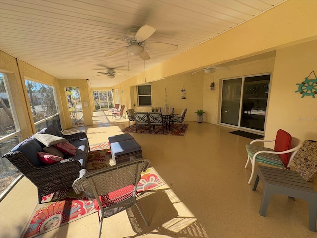 view of patio featuring outdoor lounge area and ceiling fan