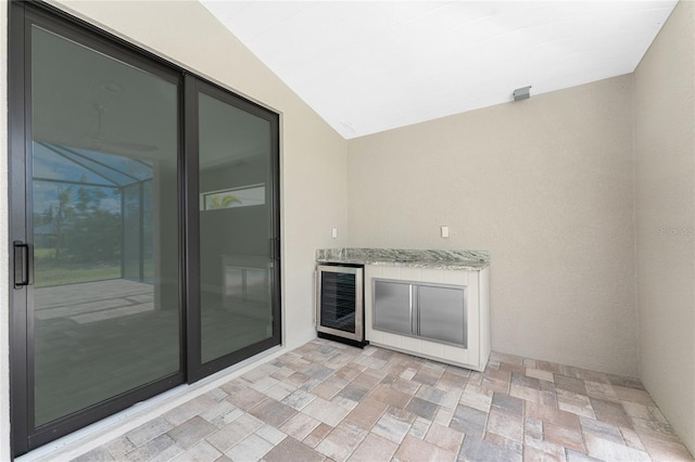 view of patio / terrace with wine cooler