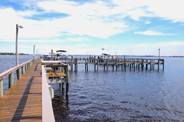 view of dock featuring a water view