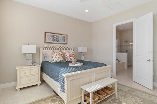 bedroom with light tile patterned floors