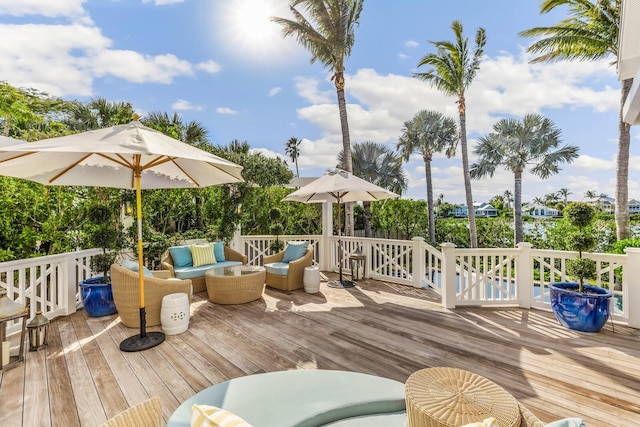 deck with an outdoor living space