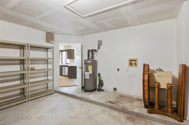 basement with water heater