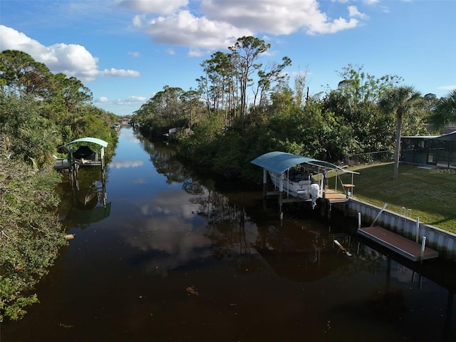 view of dock featuring a water view