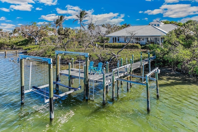 view of dock featuring a water view