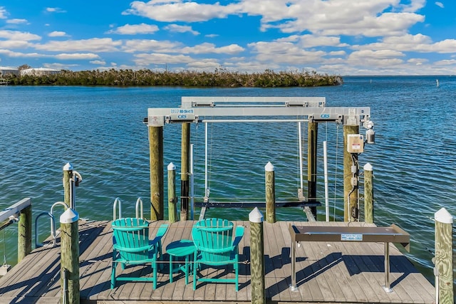 view of dock featuring a water view