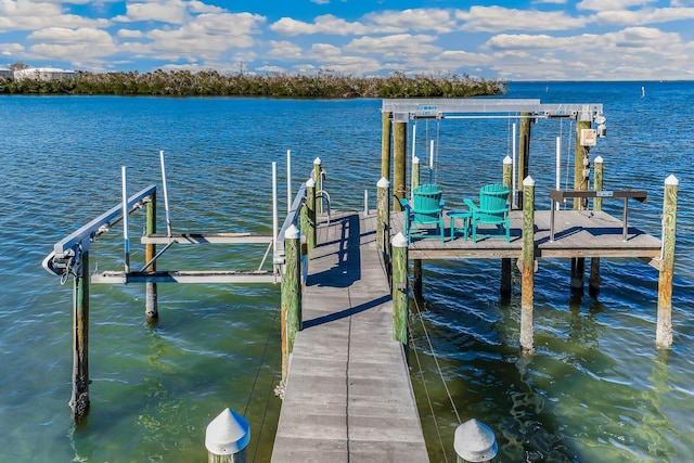 dock area featuring a water view