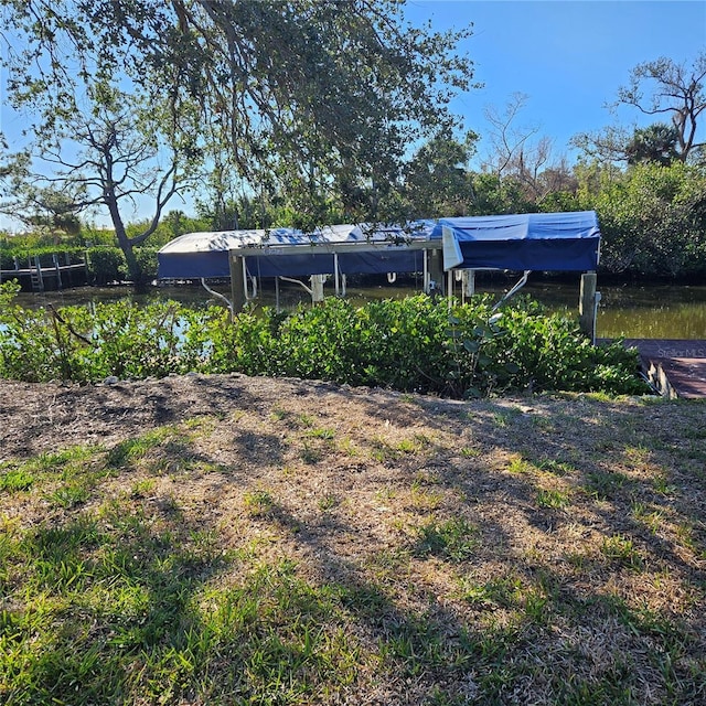 view of yard with a water view