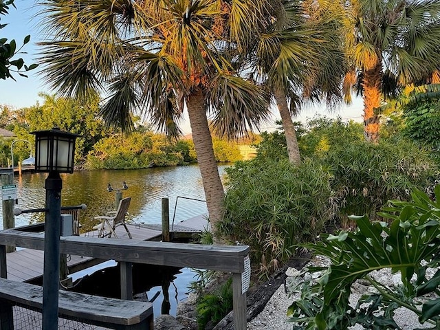 dock area featuring a water view