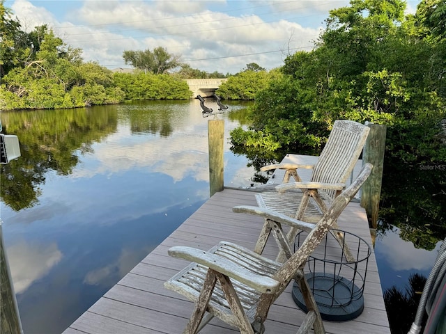 view of dock featuring a water view