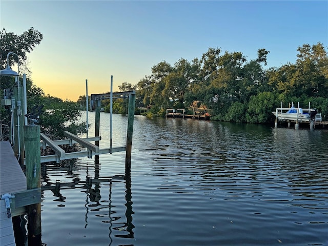 view of dock featuring a water view