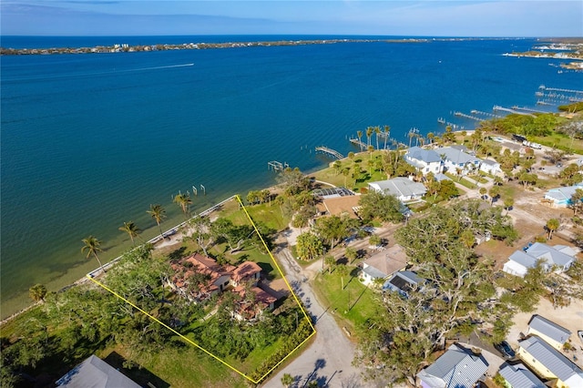 bird's eye view featuring a water view