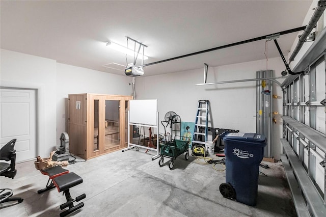 garage with a garage door opener