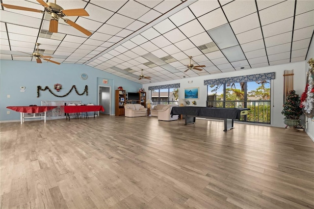 miscellaneous room featuring wood-type flooring and pool table