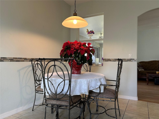 view of tiled dining space