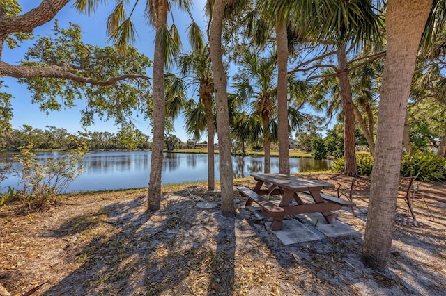 exterior space featuring a water view