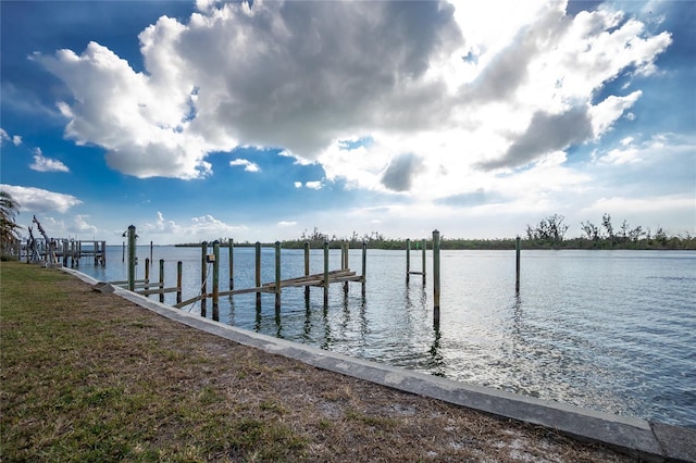 dock area featuring a water view