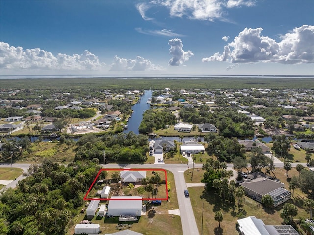 bird's eye view featuring a water view