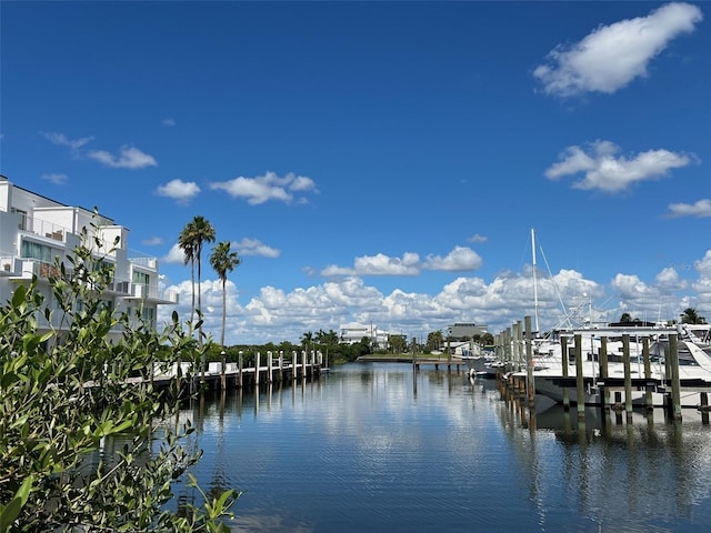 view of dock featuring a water view