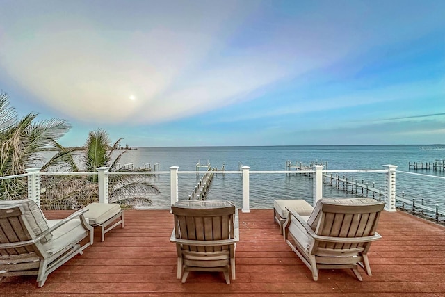 deck with a water view