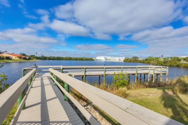 view of dock featuring a water view