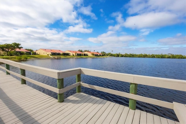 dock area featuring a water view