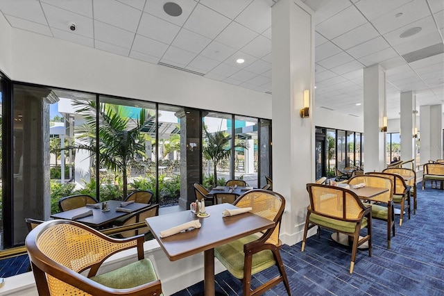 view of carpeted dining area