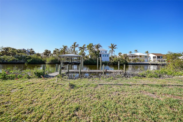 view of dock featuring a water view