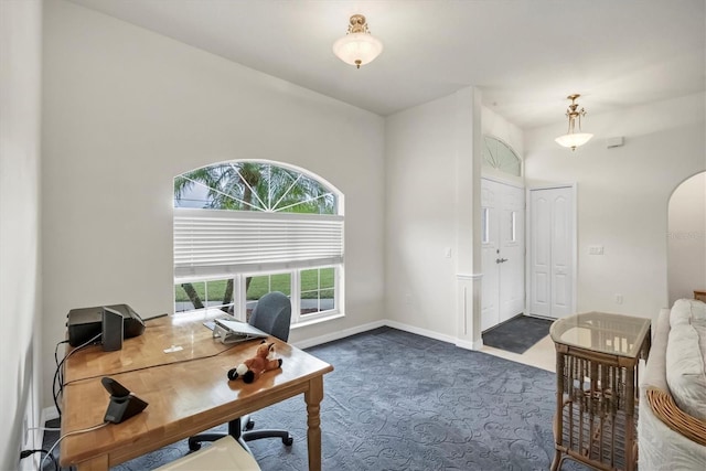 view of carpeted office space