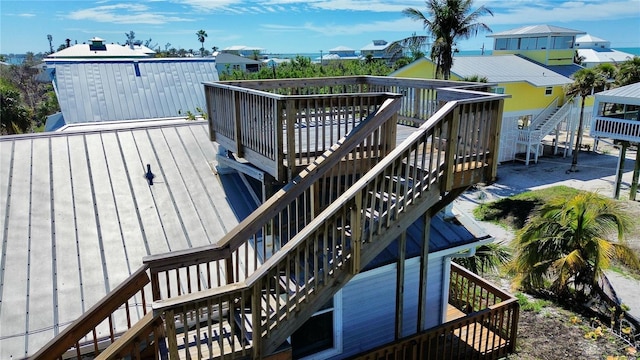 wooden terrace with stairway