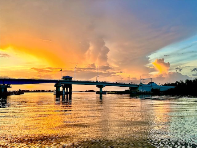 property view of water with a boat dock