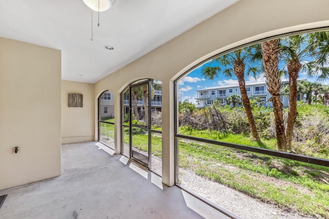 view of unfurnished sunroom