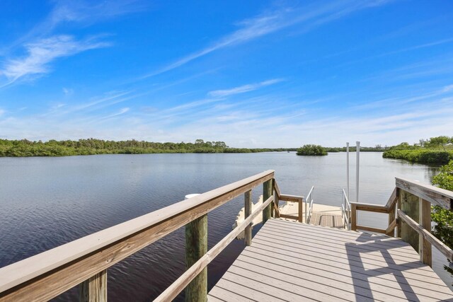 dock area featuring a water view