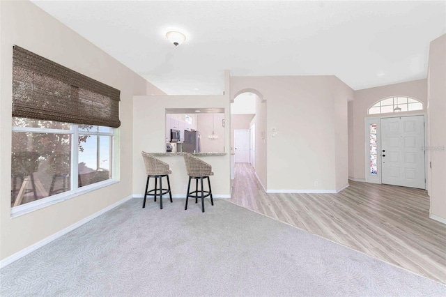 living room featuring light wood-type flooring