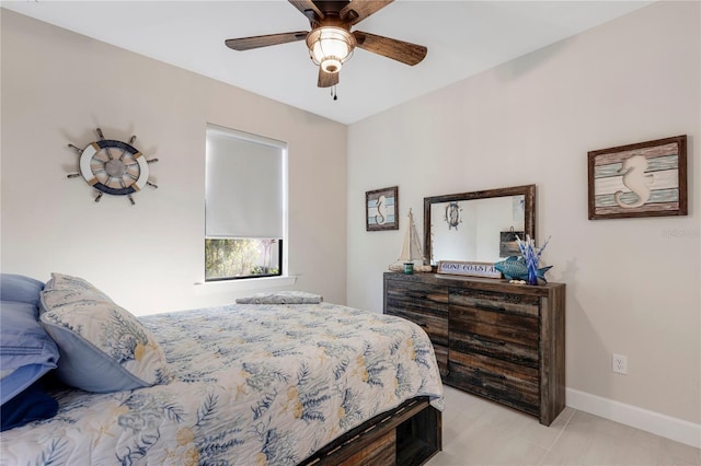 bedroom featuring ceiling fan