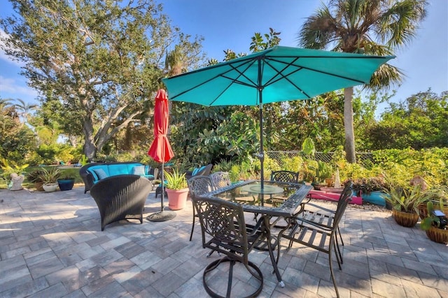 view of patio / terrace with an outdoor living space