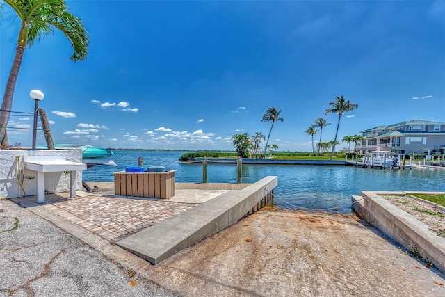 view of dock featuring a water view