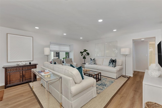 living room featuring light hardwood / wood-style floors