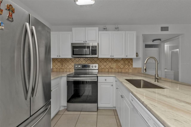 kitchen with sink, white cabinetry, and stainless steel appliances