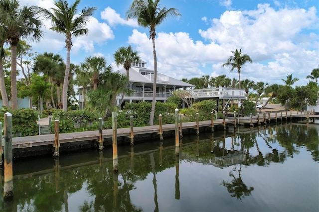 dock area featuring a water view