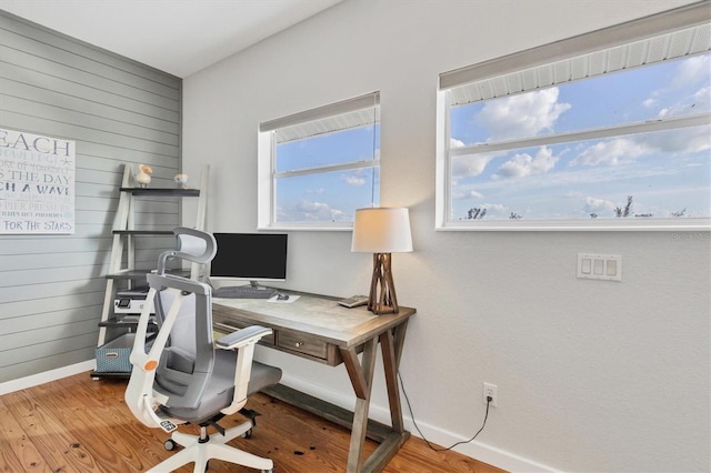 office space featuring wood-type flooring