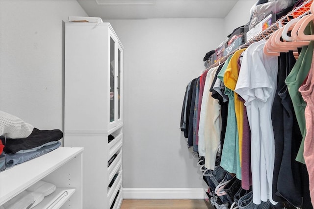 spacious closet with hardwood / wood-style floors