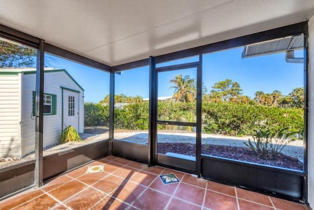 view of unfurnished sunroom