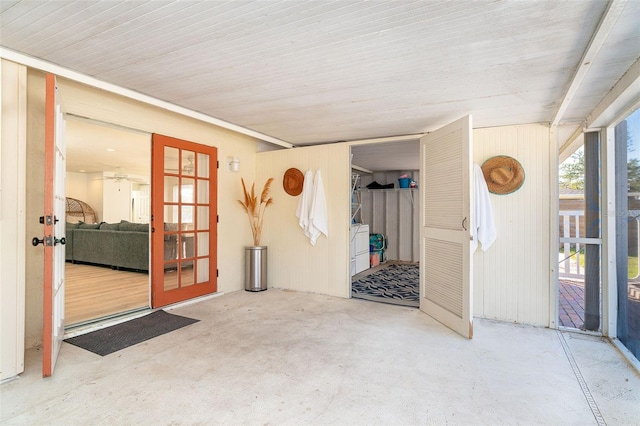 interior space featuring unfinished concrete floors