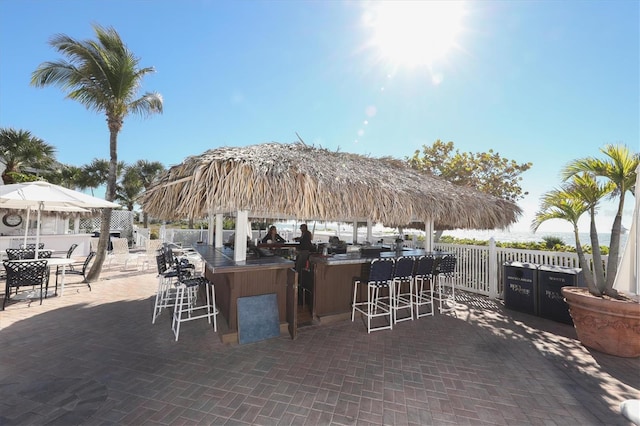 view of patio / terrace featuring a bar