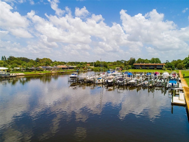 water view with a dock