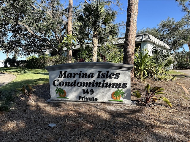 view of community sign