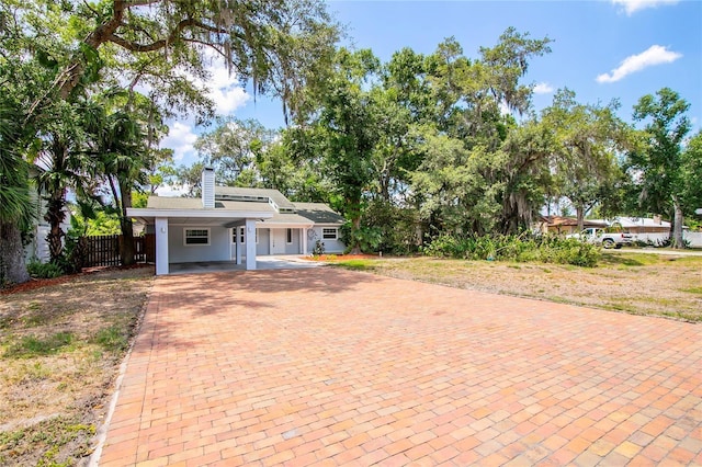 view of front of house with a carport